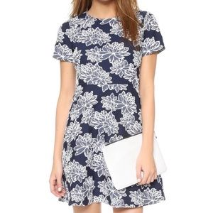 Shoshanna Navy and White Floral Short Sleeve Dress